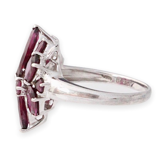 Estate Rhodolite Garnet Cluster Sterling Silver Cocktail Ring Size 10 - Picture 3 of 5